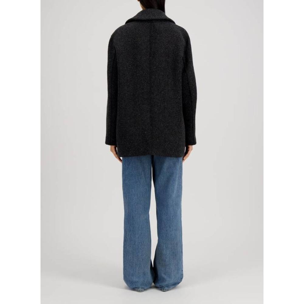 HARRIS WHARF Faux Fur Sailor Double Breasted Jacket in Anthracite IT 42 US 6 - Picture 3 of 4